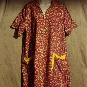 Vintage Handmade Red Floral Muumuu Dress